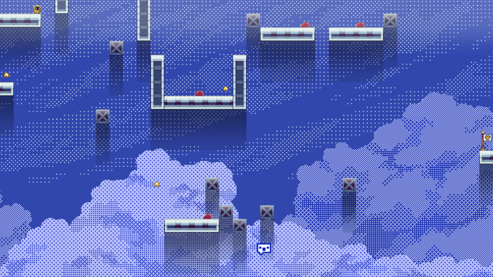 Solid Shadows: a pixel-art platformer level built on layered clouds