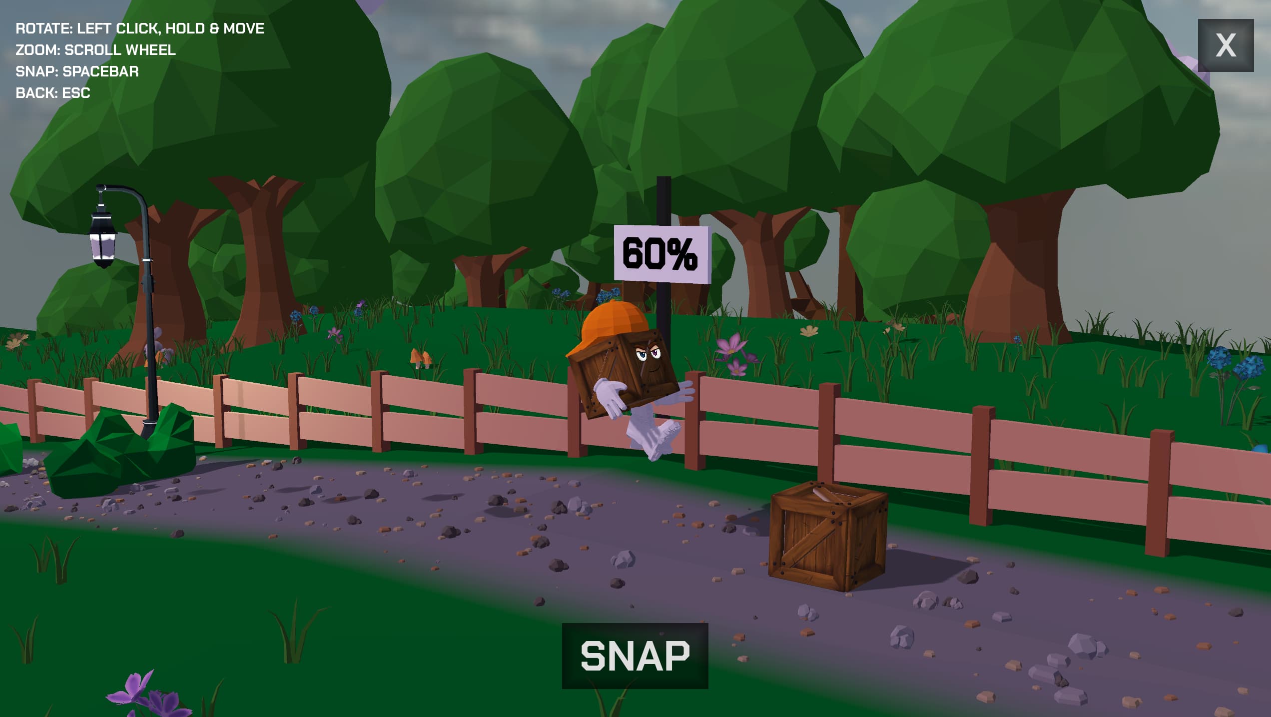 Beat Boxy jumping over an obstacle on a forest path